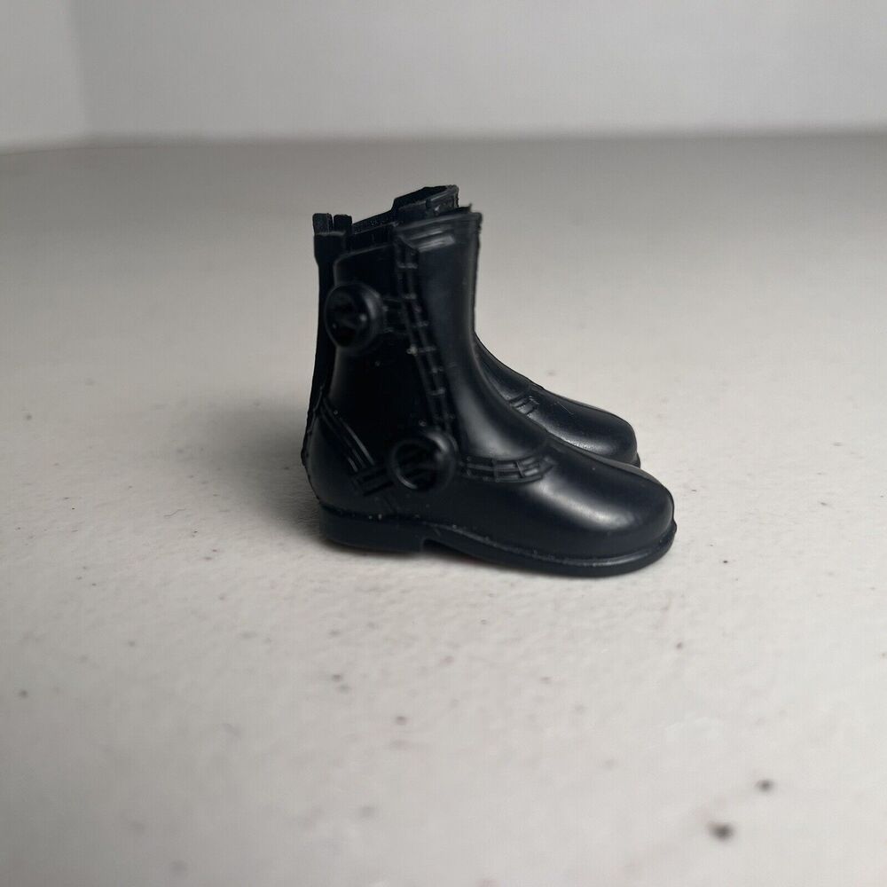 Barbie Doll Ken Shoes Boots Lot Gold and Black 2 Pairs Motorcycle Boots - Picture 5 of 10